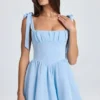 Bellamy Draped Corset Mini Dress in Powder Blue