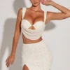 Belle Ile High Waist Thigh Split Mini Skirt in White