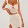 Belle Ile High Waist Thigh Split Mini Skirt in White