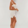 Belle Ile High Waist Thigh Split Mini Skirt in White