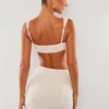 Belle Ile High Waist Thigh Split Mini Skirt in White