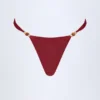 Bermuda Bead-Embellished Cheeky Bikini Bottoms in Dark Cherry