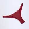 Bermuda Bead-Embellished Cheeky Bikini Bottoms in Dark Cherry