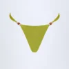Bermuda Bead-Embellished Cheeky Bikini Bottoms in Olive Green