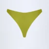 Bermuda Bead-Embellished Cheeky Bikini Bottoms in Olive Green