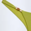 Bermuda Bead-Embellished Cheeky Bikini Bottoms in Olive Green
