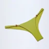 Bermuda Bead-Embellished Cheeky Bikini Bottoms in Olive Green