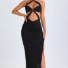 Bethania Hardware Detail Cut-Out Halterneck Maxi Dress in Black