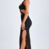 Bethania Hardware Detail Cut-Out Halterneck Maxi Dress in Black