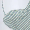 Biarritz Cut-Out Halterneck Swimsuit in Teal Double Stripe