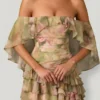 Birdie Off-Shoulder Ruffled Mini Dress in Floral Multi Print