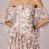 Birdie Off-Shoulder Ruffled Mini Dress in Primrose Floral Print