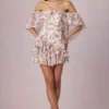 Birdie Off-Shoulder Ruffled Mini Dress in Primrose Floral Print