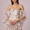 Birdie Off-Shoulder Ruffled Mini Dress in Primrose Floral Print