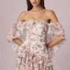 Birdie Off-Shoulder Ruffled Mini Dress in Primrose Floral Print