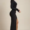 Blythe Asymmetric Draped Maxi Dress in Black
