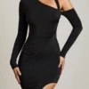 Blythe Asymmetric Draped Maxi Dress in Black