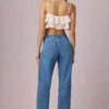 Bobbi Mid-Rise Barrel-Leg Jeans in Mid-Blue Wash