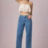 Bobbi Mid-Rise Barrel-Leg Jeans in Mid-Blue Wash