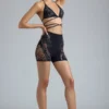 Bonnie Embellished High-Waist Shorts in Black