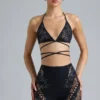 Bonnie Embellished High-Waist Shorts in Black