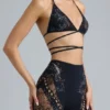 Bonnie Embellished High-Waist Shorts in Black
