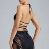 Bonnie Embellished High-Waist Shorts in Black
