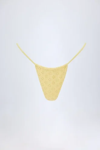 Bosa Broderie Anglaise Drawstring Bikini Bottoms in Lemon Yellow