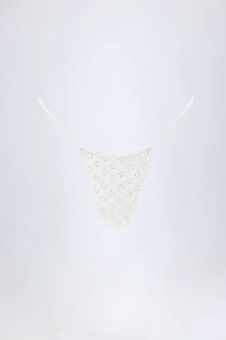Bosa Broderie Anglaise Drawstring Bikini Bottoms in White