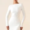 Brenna Modal Ruched Open-Back Mini Dress in White