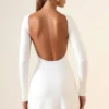 Brenna Modal Ruched Open-Back Mini Dress in White