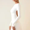 Brenna Modal Ruched Open-Back Mini Dress in White