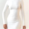 Brenna Modal Ruched Open-Back Mini Dress in White