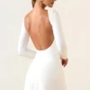 Brenna Modal Ruched Open-Back Mini Dress in White