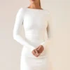 Brenna Modal Ruched Open-Back Mini Dress in White