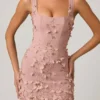 Briar Embellished Appliqué Corset Mini Dress in Dusty Rose