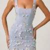 Briar Embellished Appliqué Corset Mini Dress in Sky Blue