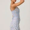 Briar Embellished Appliqué Corset Mini Dress in Sky Blue