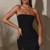 Brielle Bandeau Neckline Mini Dress in Black