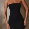 Brielle Bandeau Neckline Mini Dress in Black