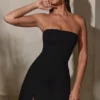 Brielle Bandeau Neckline Mini Dress in Black