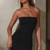 Brielle Bandeau Neckline Mini Dress in Black