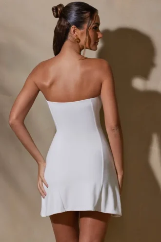 Brielle Bandeau Neckline Mini Dress in White