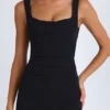 Brittany Draped Structured Corset Mini Dress in Black