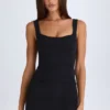 Brittany Draped Structured Corset Mini Dress in Black