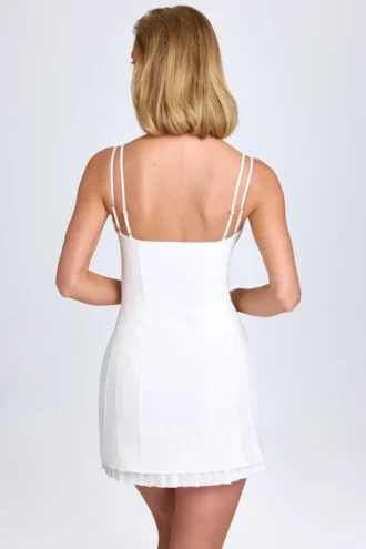 Bronwyn Bow-Detail Pleated Mini Dress in White