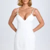 Bronwyn Bow-Detail Pleated Mini Dress in White