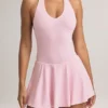Brooke Modal Halterneck A-Line Mini Dress in Pastel Pink