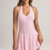 Brooke Modal Halterneck A-Line Mini Dress in Pastel Pink