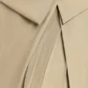 Bruna Woven Twill Wrap Over Pleated Mini Dress in Taupe